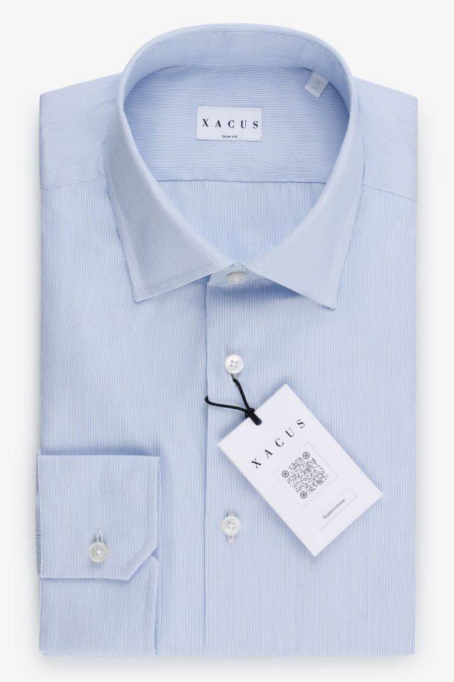 xacus Hemd Herren Xacus Slim Streifen 100% Baumwolle kragen Französisch Lange Ärmel