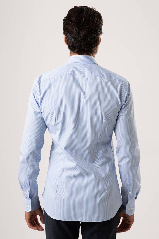 Xacus Hemd Herren Xacus Slim Streifen 100% Baumwolle Kragen Französisch Lange Ärmel
