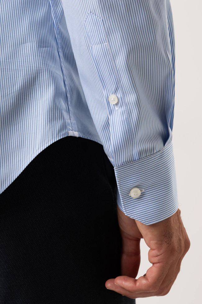 Xacus Hemd Herren Xacus Slim Streifen 100% Baumwolle Kragen Französisch Lange Ärmel
