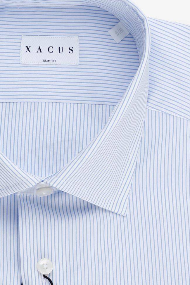 Xacus Hemd Herren Xacus Slim Streifen 100% Baumwolle Kragen Italienisch Lange Ärmel
