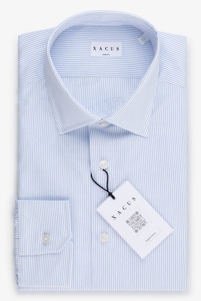 xacus Hemd Herren Xacus Slim Streifen 100% Baumwolle kragen Italienisch Lange Ärmel