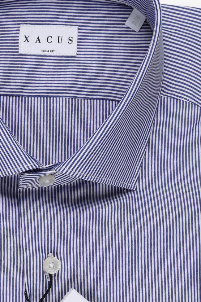 Xacus Hemd Herren Xacus Slim Streifen 100% Baumwolle Kragen Französisch Lange Ärmel