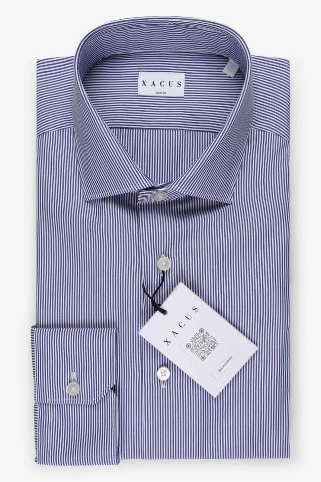 xacus Hemd Herren Xacus Slim Streifen 100% Baumwolle kragen Französisch Lange Ärmel