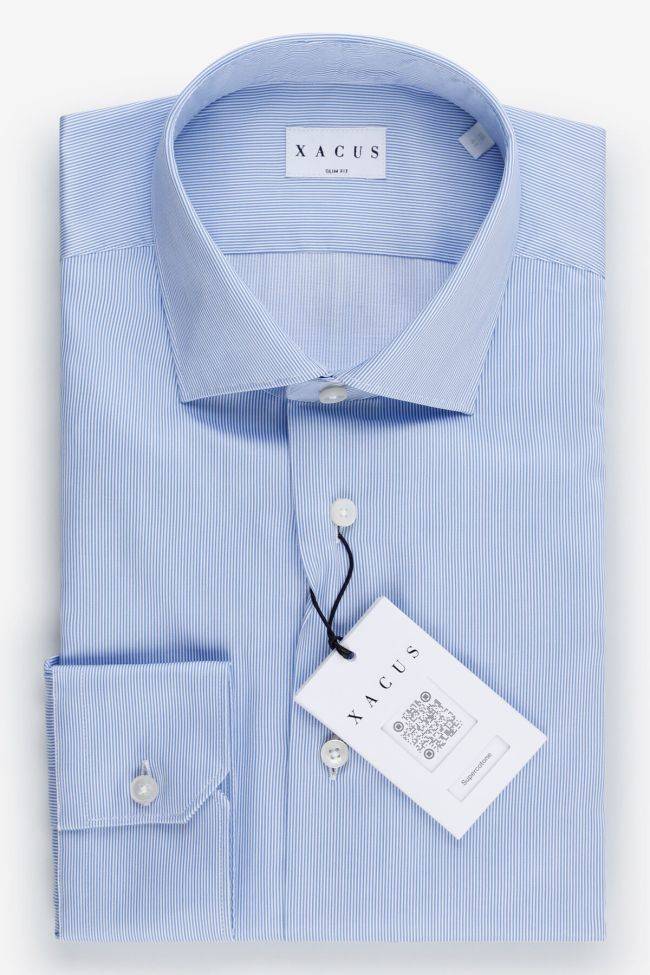 xacus Hemd Herren Xacus Slim Streifen 100% Baumwolle kragen Französisch Lange Ärmel