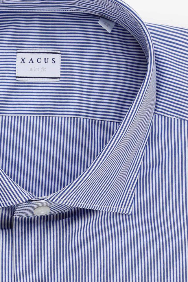 Xacus Hemd Herren Xacus Slim Streifen 100% Baumwolle Kragen Französisch Lange Ärmel