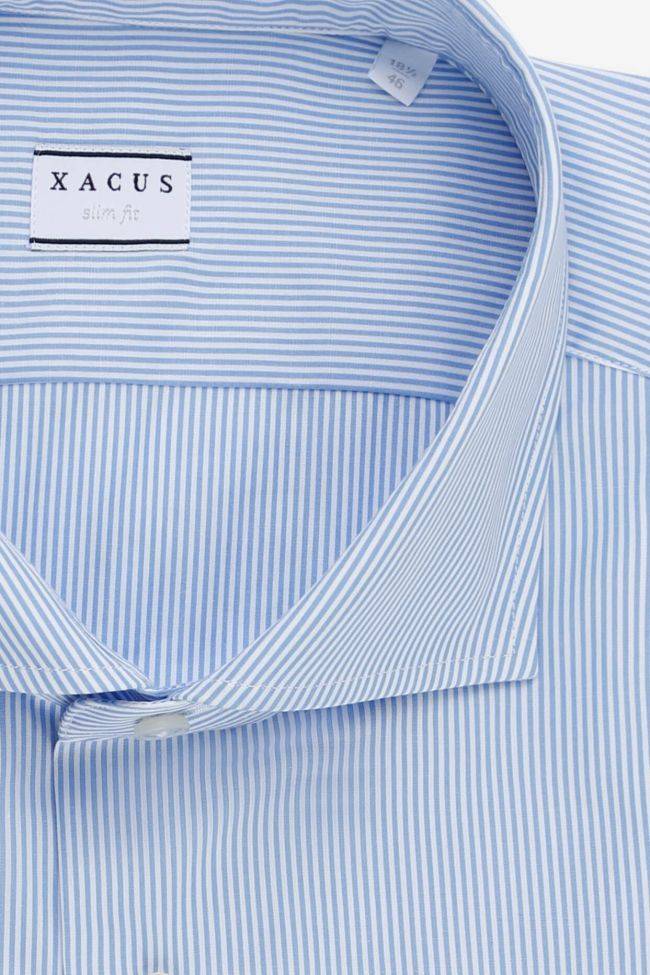 Xacus Hemd Herren Xacus Slim Streifen 100% Baumwolle Kragen Französisch Lange Ärmel