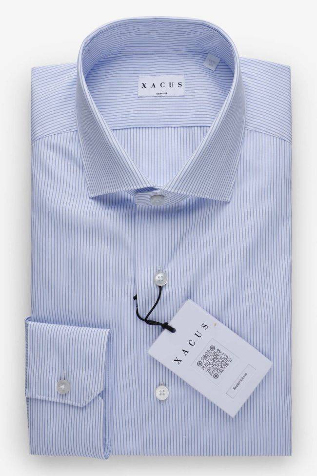 xacus Hemd Herren Xacus Slim Streifen 100% Baumwolle kragen Französisch Lange Ärmel