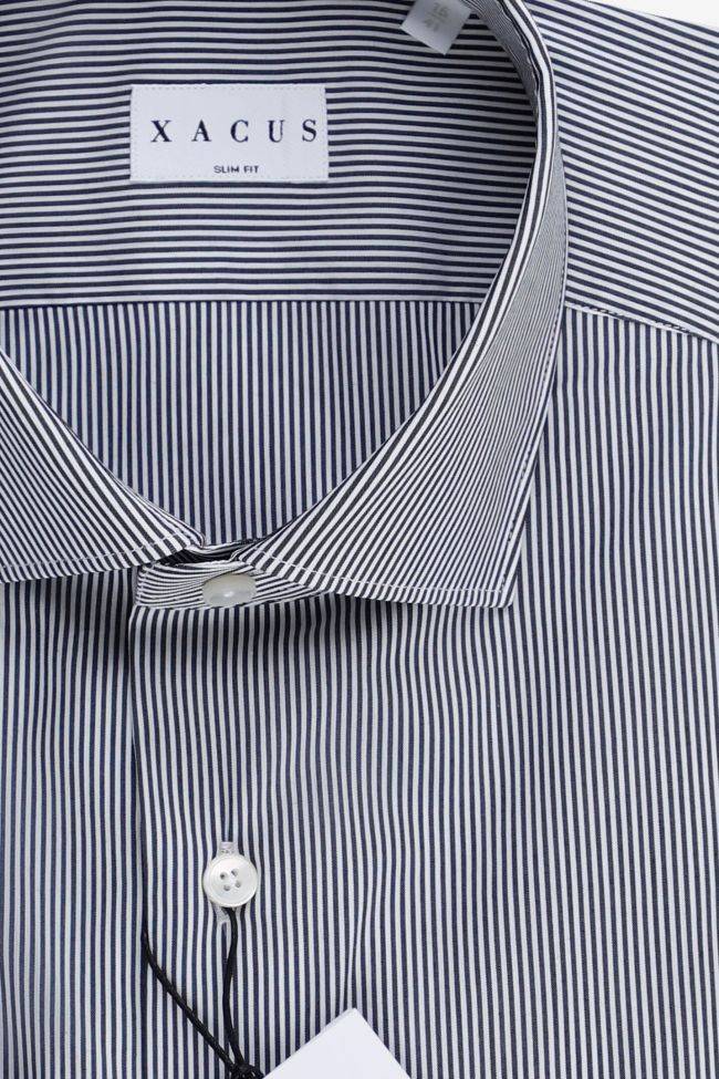 Xacus Hemd Herren Xacus Slim Streifen 72% Baumwolle 3% Elastan 25% Pa Kragen Französisch Lange Ärmel
