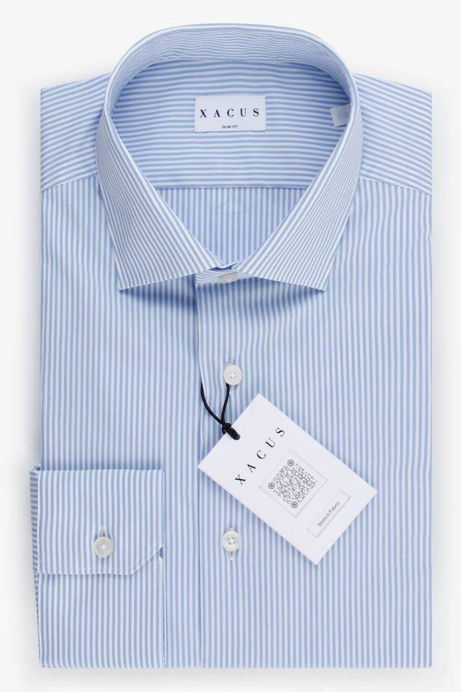 xacus Hemd Herren Xacus Slim Streifen 72% Baumwolle 3% elastan 25% pa kragen Französisch Lange Ärmel
