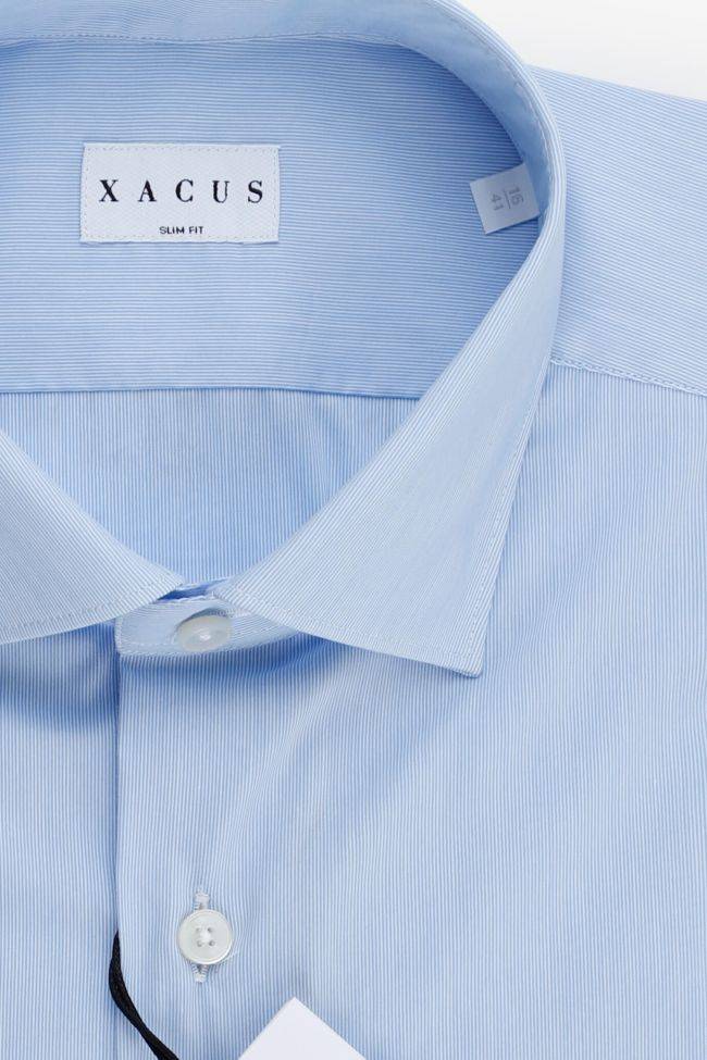 Xacus Hemd Herren Xacus Slim Streifen 72% Baumwolle 3% Elastan 25% Pa Kragen Französisch Lange Ärmel