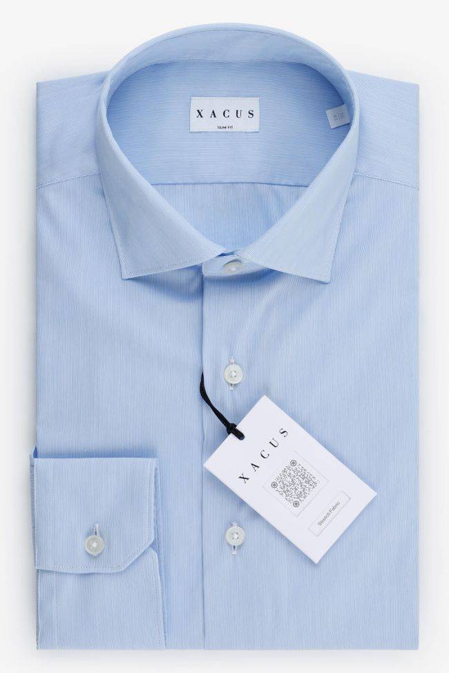 xacus Hemd Herren Xacus Slim Streifen 72% Baumwolle 3% elastan 25% pa kragen Französisch Lange Ärmel
