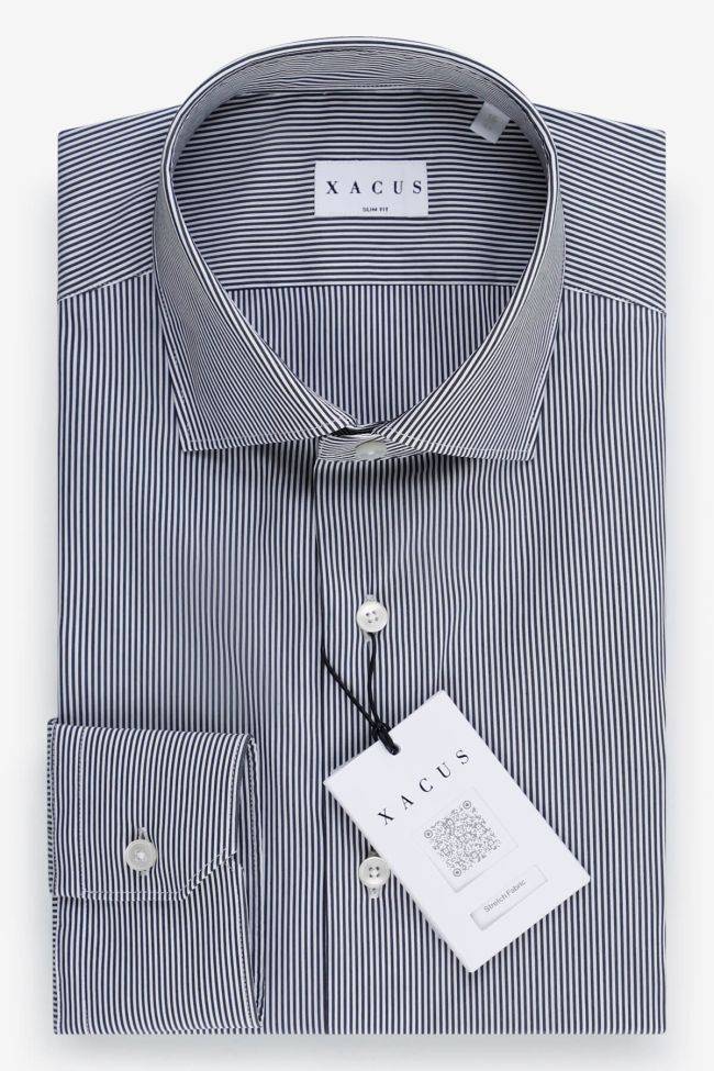 xacus Hemd Herren Xacus Slim Streifen 72% Baumwolle 3% elastan 25% pa kragen Französisch Lange Ärmel