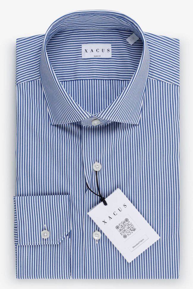 xacus Hemd Herren Xacus Slim Streifen 72% cotton 27% pa 1% ea kragen Französisch Lange Ärmel