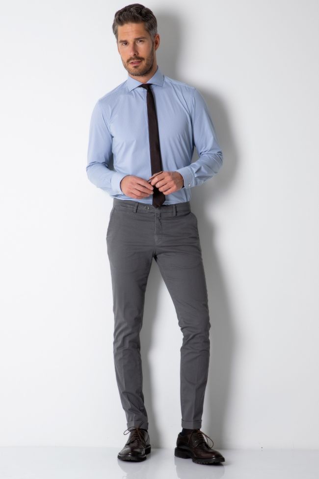 b-settecento Hose Herren B-Settecento Chinos Slim Einfarbig 97% Baumwolle 3% elastan