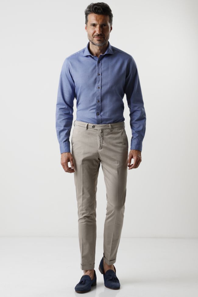 b-settecento Hose Herren B-Settecento Chinos Slim Halb Unifarben 98% wool 2% EL