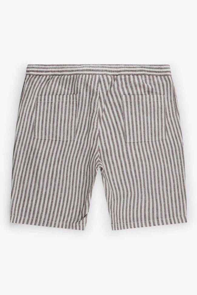 B-style Hose Herren B-Style Bermuda Regular Streifen 51% Leinen 49% Baumwolle