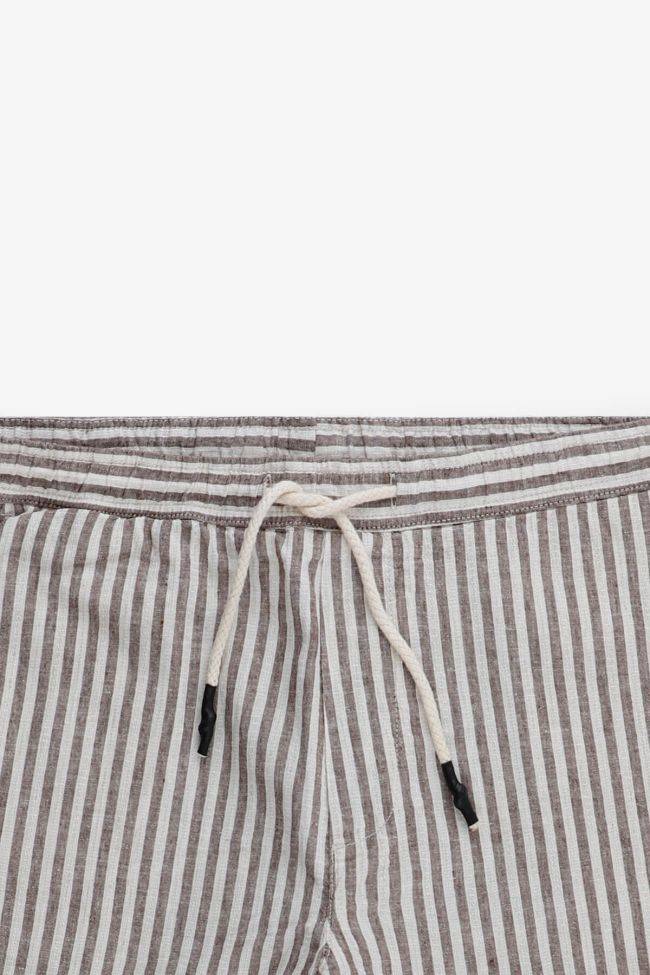 B-style Hose Herren B-Style Bermuda Regular Streifen 51% Leinen 49% Baumwolle