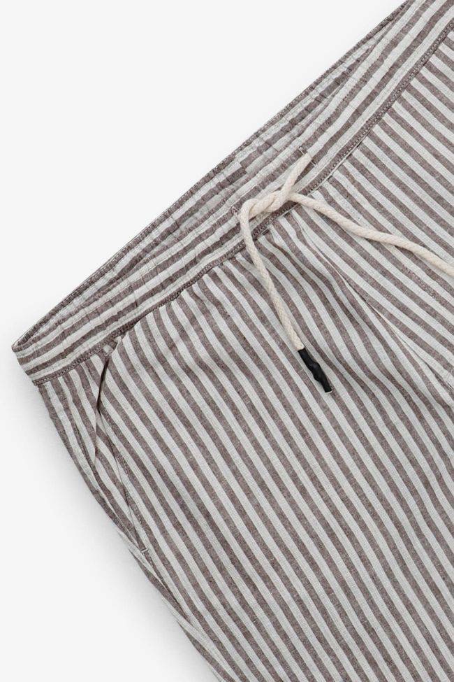 B-style Hose Herren B-Style Bermuda Regular Streifen 51% Leinen 49% Baumwolle