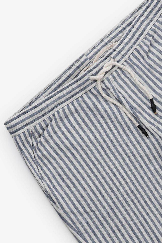 B-style Hose Herren B-Style Bermuda Regular Streifen 51% Leinen 49% Baumwolle