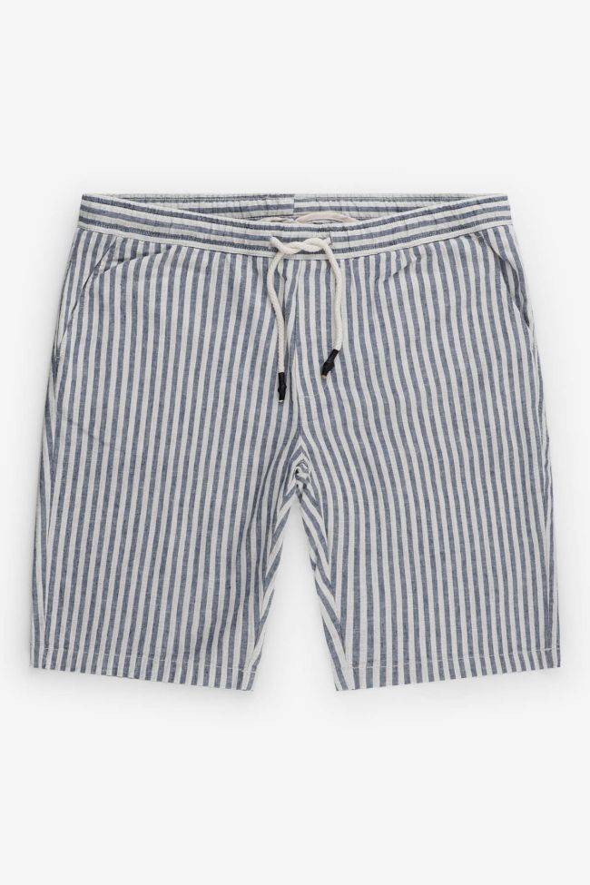 b-style Hose Herren B-Style Bermuda Regular Streifen 51% Leinen 49% Baumwolle