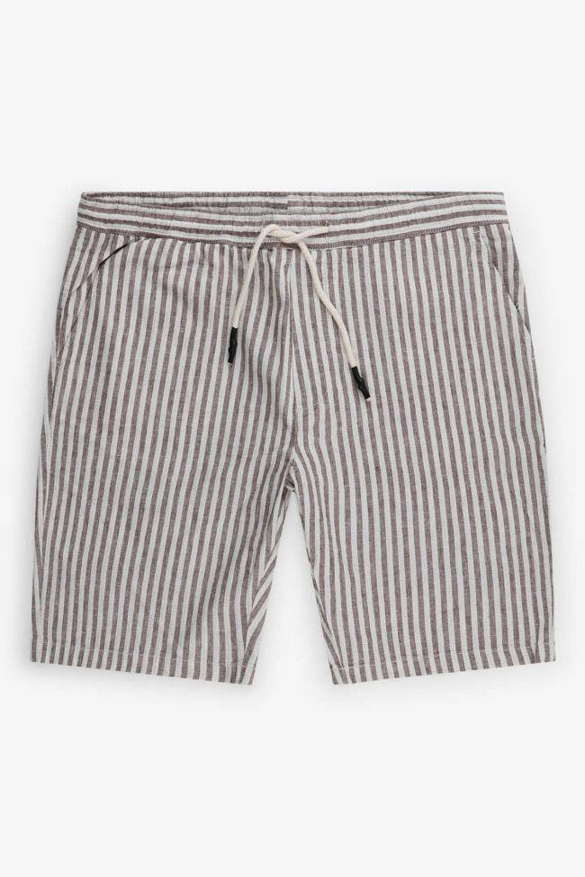 b-style Hose Herren B-Style Bermuda Regular Streifen 51% Leinen 49% Baumwolle