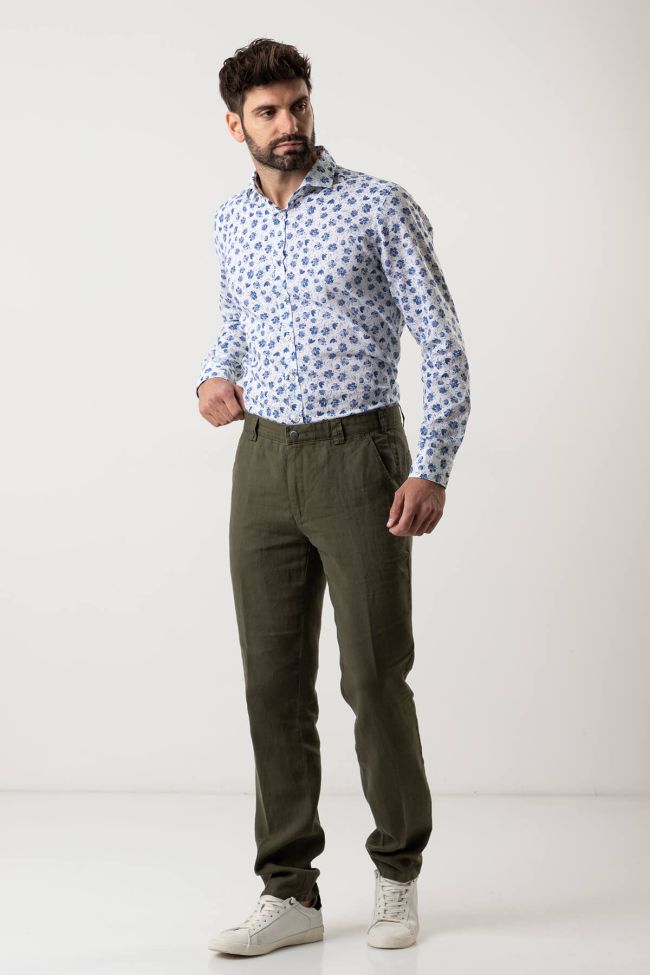 Meyer Hose Herren Meyer Chinos Regular Einfarbig 100% Leinen