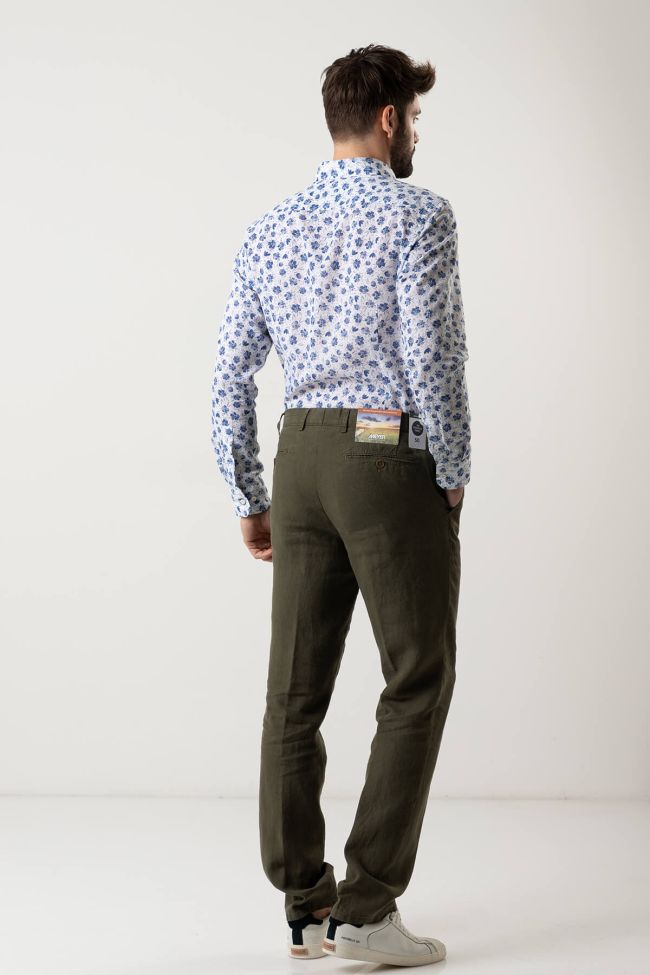 Meyer Hose Herren Meyer Chinos Regular Einfarbig 100% Leinen