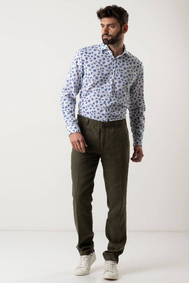 meyer Hose Herren Meyer Chinos Regular Einfarbig 100% Leinen