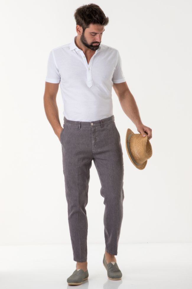 yan simmon Hose Herren Yan Simmon Chinos Regular Einfarbig 40% Leinen 60% Baumwolle