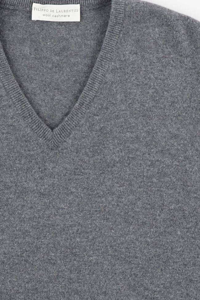 Filippo De Laurentiis Strickwaren Herren Filippo De Laurentiis V-Ausschnitt Slim Einfarbig 90% Wolle 10% Kaschmir