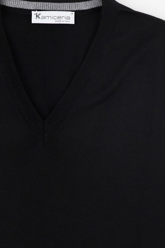 Kamiceria Strickwaren Herren Kamiceria V-Ausschnitt Slim Einfarbig 100% Merinowolle Extrafine