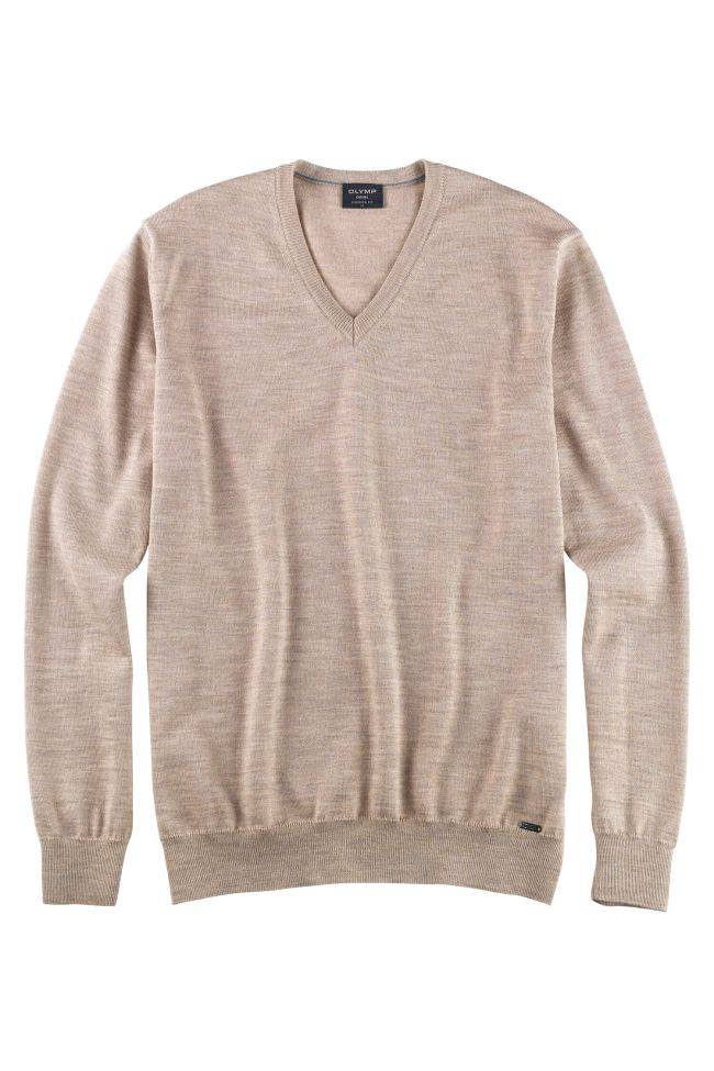 olymp Strickwaren Herren Olymp V-Ausschnitt Slim Einfarbig