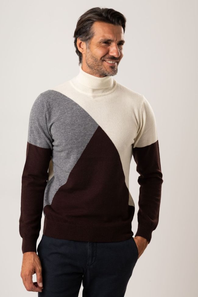 Privati Firenze Strickwaren Herren Privati Firenze Hoher Kragen Slim Muster 100% Merinowolle