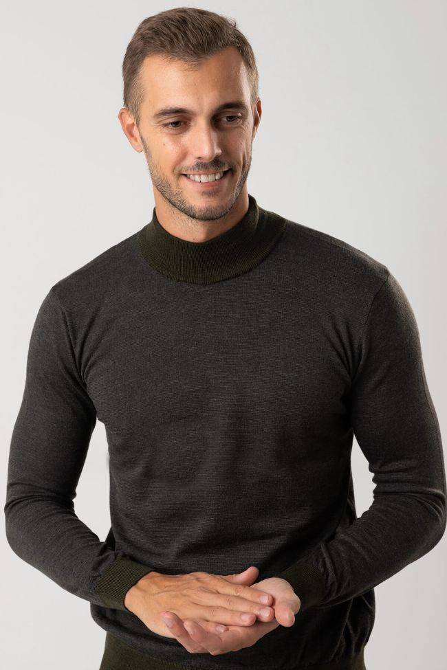 privati firenze Strickwaren Herren Privati Firenze hoher Kragen Slim Einfarbig 100% Merinowolle