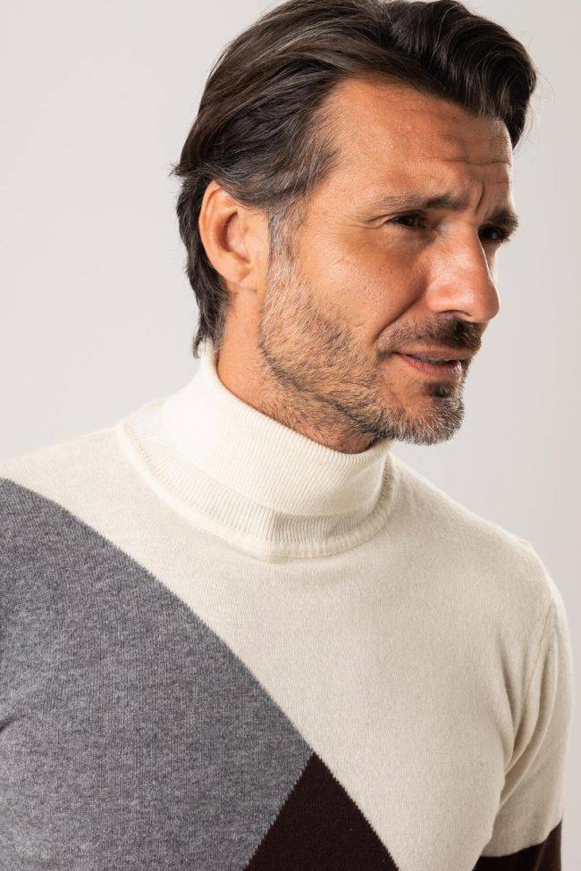 privati firenze Strickwaren Herren Privati Firenze hoher Kragen Slim Muster 100% Merinowolle