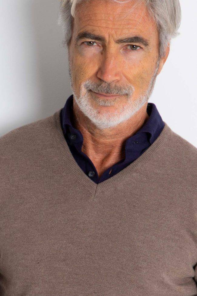 Privati Firenze Strickwaren Herren Privati Firenze V-Ausschnitt Slim Einfarbig 90% Wolle 10% Kaschmir