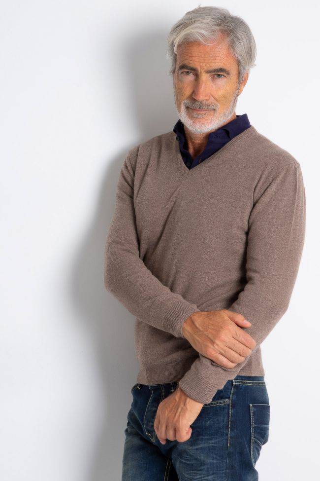 Privati Firenze Strickwaren Herren Privati Firenze V-Ausschnitt Slim Einfarbig 90% Wolle 10% Kaschmir