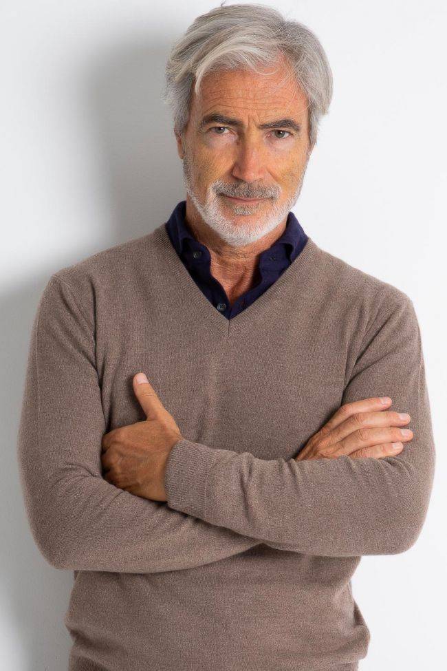 privati firenze Strickwaren Herren Privati Firenze V-Ausschnitt Slim Einfarbig 90% wolle 10% Kaschmir