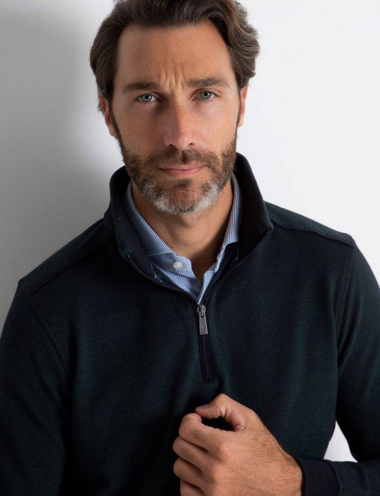 ragman Strickwaren Herren Ragman Reißverschluss Classic Einfarbig 100% winter cotton