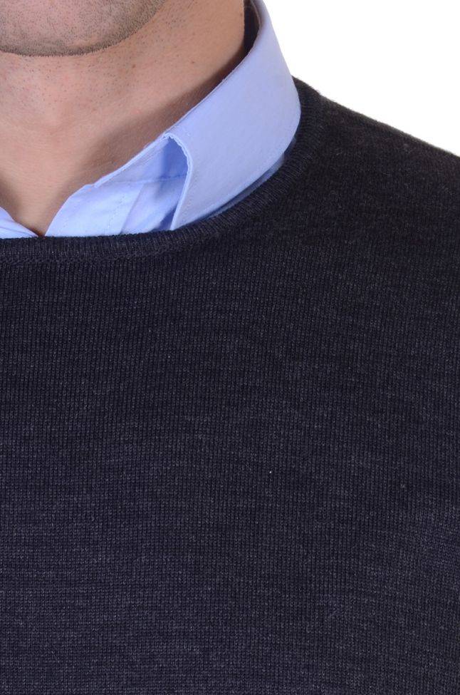 Ragman Strickwaren Herren Ragman Rundhalsausschnitt Classic Einfarbig 100% Merinowolle Extrafine