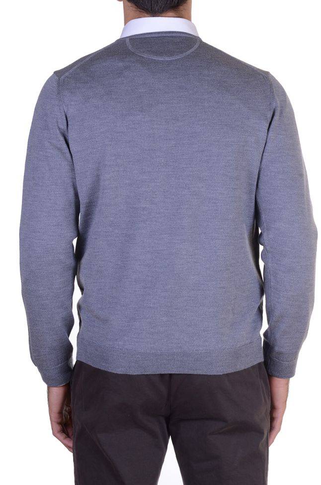 Ragman Strickwaren Herren Ragman Rundhalsausschnitt Classic Einfarbig 100% Merinowolle Extrafine