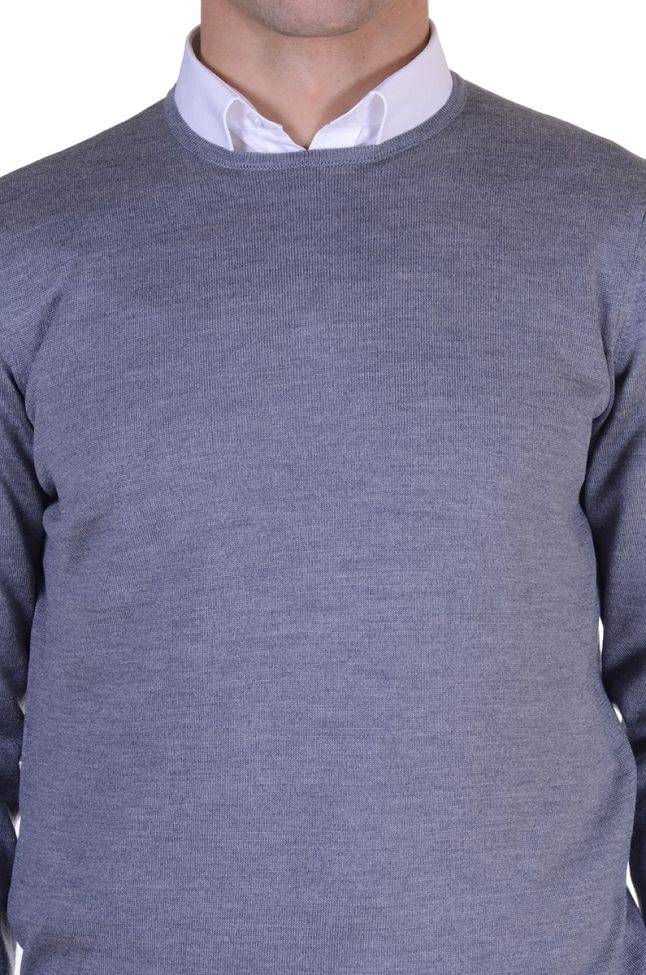 Ragman Strickwaren Herren Ragman Rundhalsausschnitt Classic Einfarbig 100% Merinowolle Extrafine