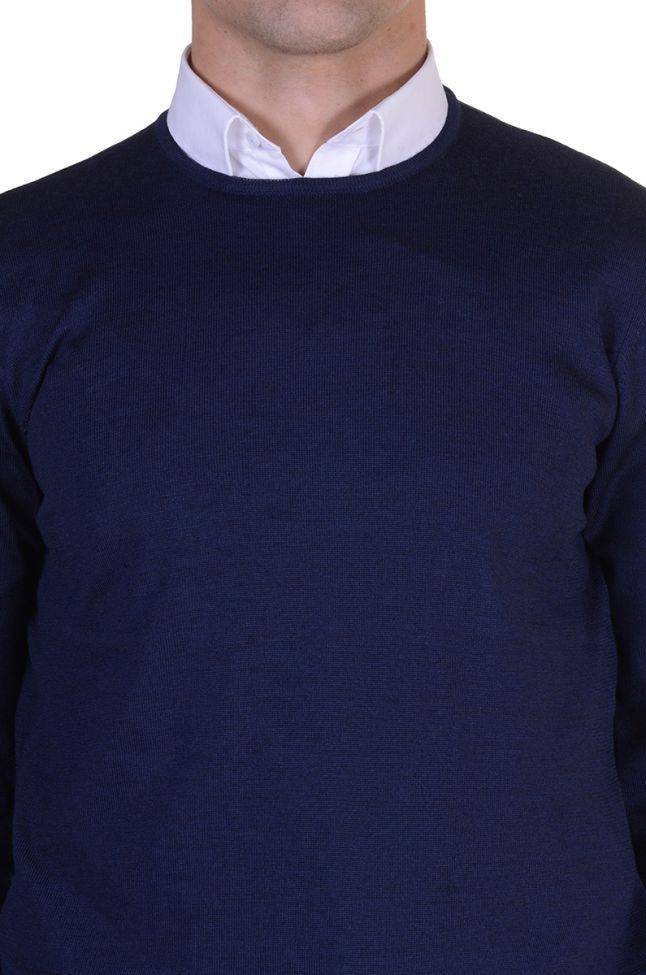 Ragman Strickwaren Herren Ragman Rundhalsausschnitt Classic Einfarbig 100% Merinowolle Extrafine