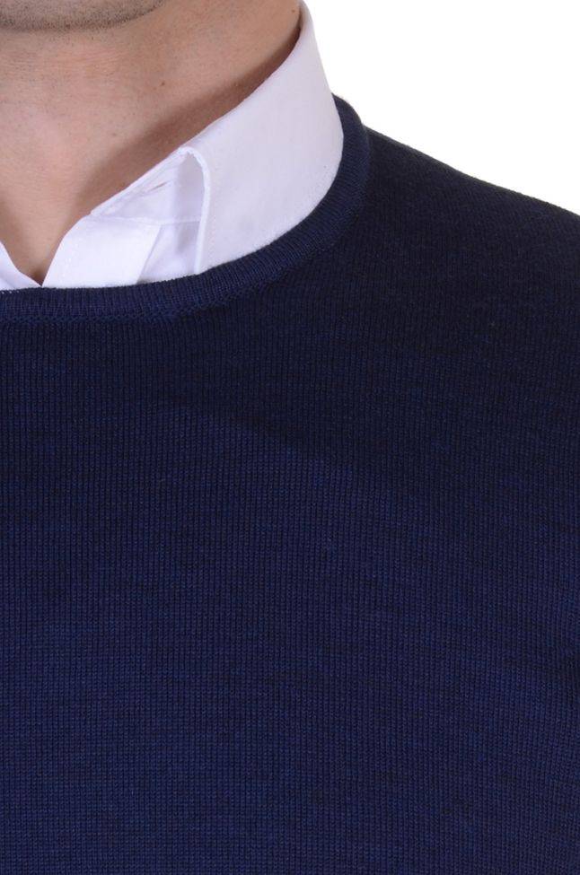 Ragman Strickwaren Herren Ragman Rundhalsausschnitt Classic Einfarbig 100% Merinowolle Extrafine