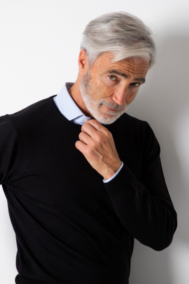 Ragman Strickwaren Herren Ragman Rundhalsausschnitt Classic Einfarbig 100% Merinowolle Extrafine