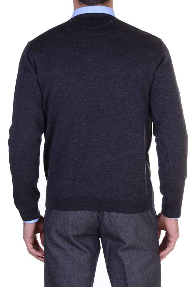 ragman Strickwaren Herren Ragman Rundhalsausschnitt Classic Einfarbig 100% Merinowolle Extrafine