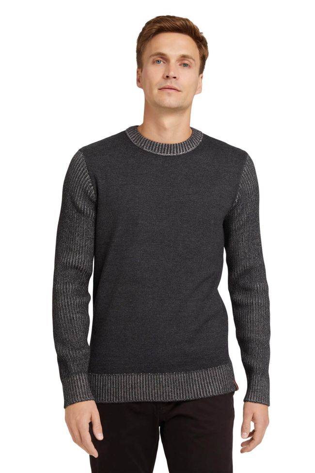 Tom Tailor Strickwaren Herren Tom Tailor Rundhalsausschnitt Regular Einfarbig