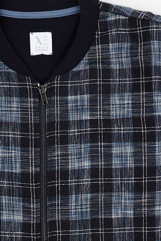 Xacus Strickwaren Herren Xacus Jacke Regular Karo 85% Cotton 10% Linen 3% Polyamide