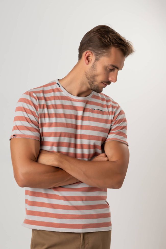 One & Way T-shirt Herren One & Way Slim Streifen 100% Baumwolle Kurze Ärmel