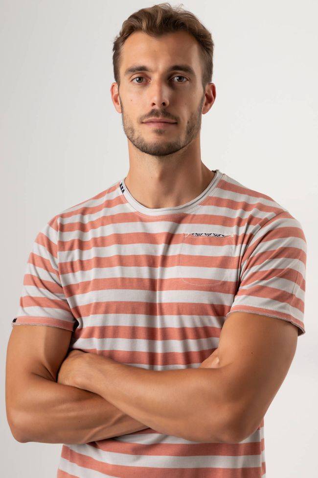 One & Way T-shirt Herren One & Way Slim Streifen 100% Baumwolle Kurze Ärmel